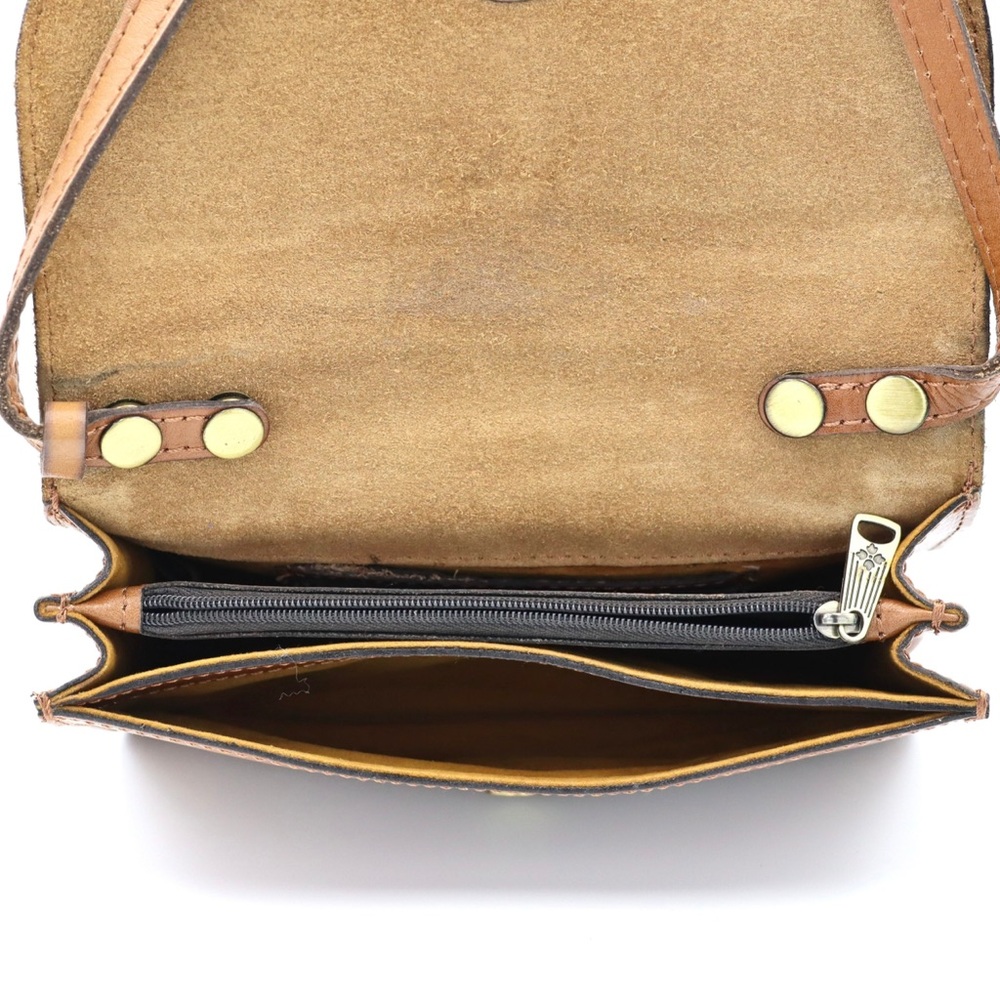 Patricia Nash Torri Crossbody Signature Map Leather Riot Rust Bag - Picture 9 of 16